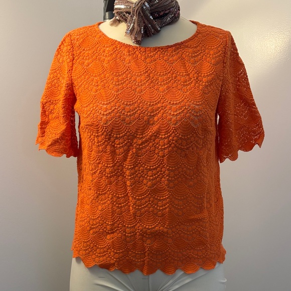 Club Monaco Tops - Club Monaco Orange Lace Blouse